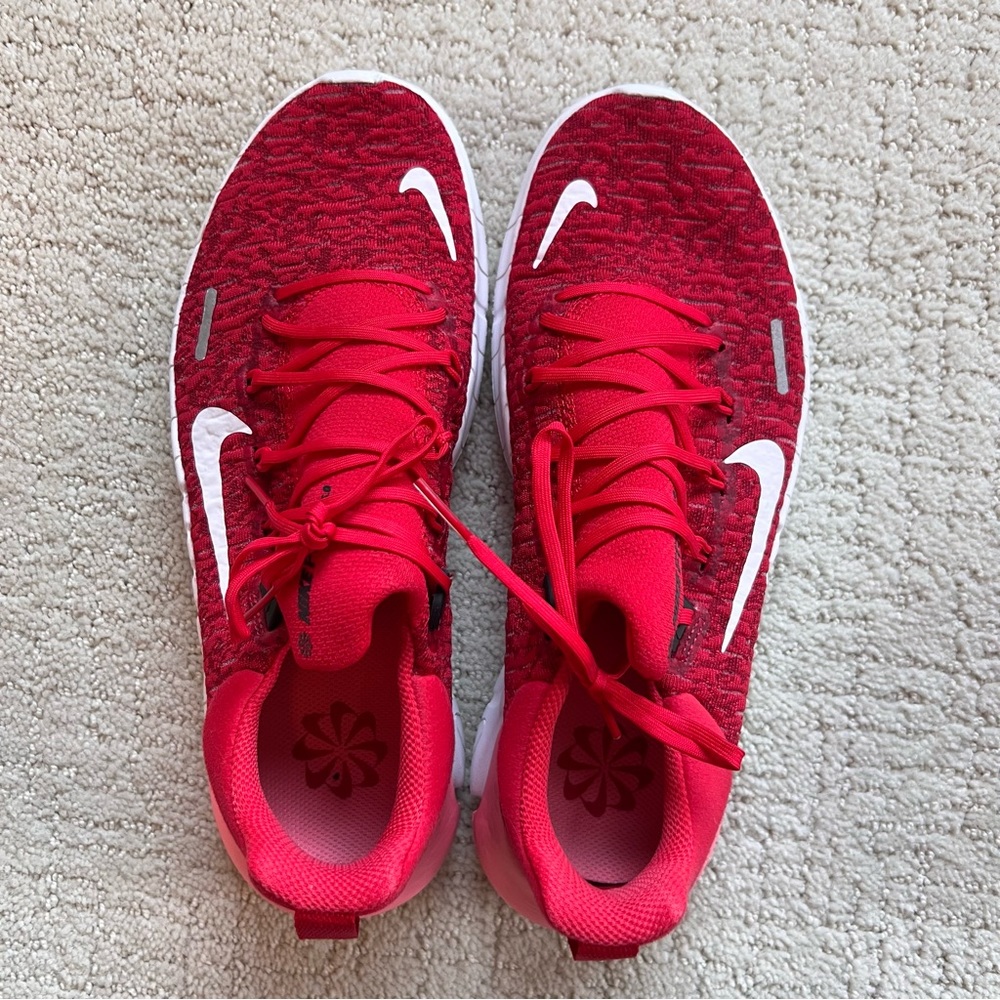 Red Nike Sneakers with pink accent